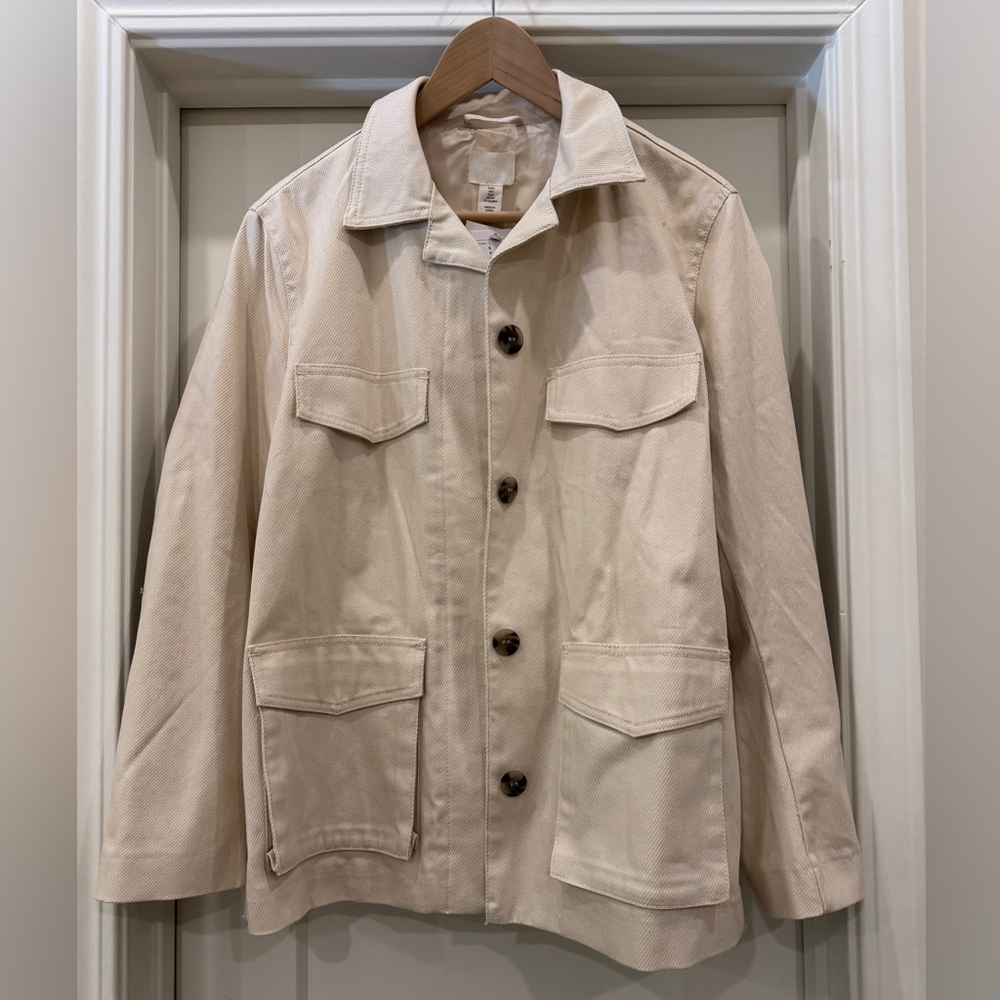 H&M Cream Utility Canvas Jacket, Small